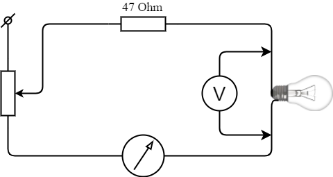 Sơ đồ mạch điện đo điện trở bóng đèn ở nhiệt độ phòng